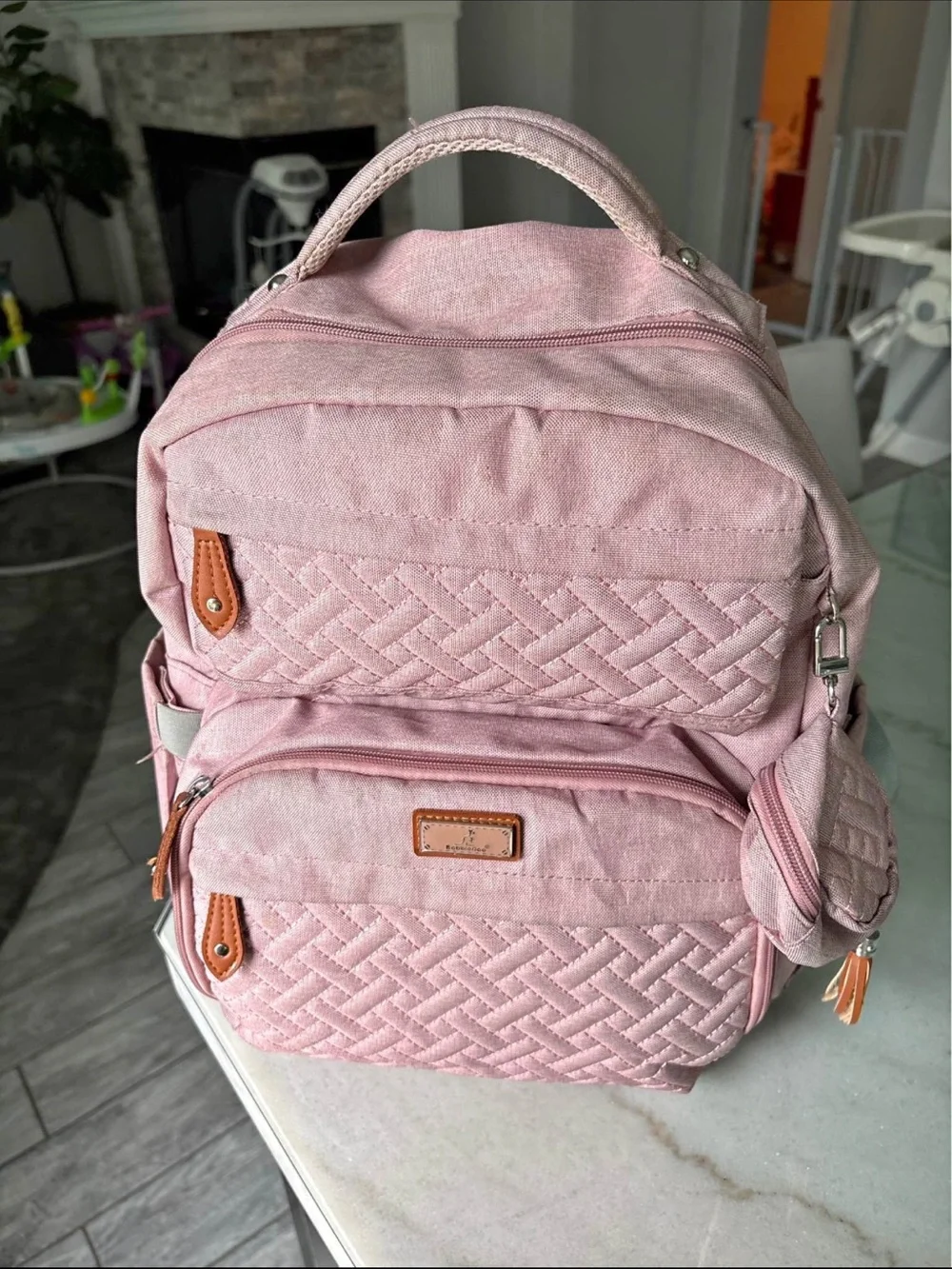 Pink Quilted Women’s Diaper Bag